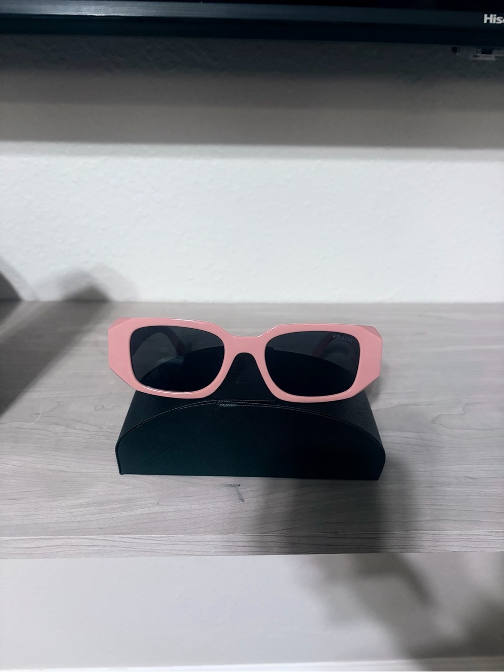 Prada Pink Rectangular Frame Sunglasses - Women's Designer Shades